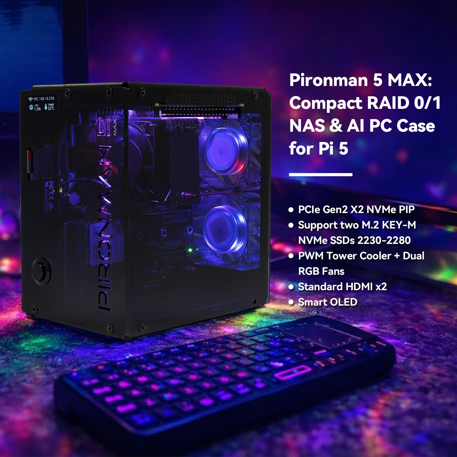 Obudowa PC Pironman 5-MAX Dual – Raspberry Pi Ai Kit Hailo-8L recenzja i cena