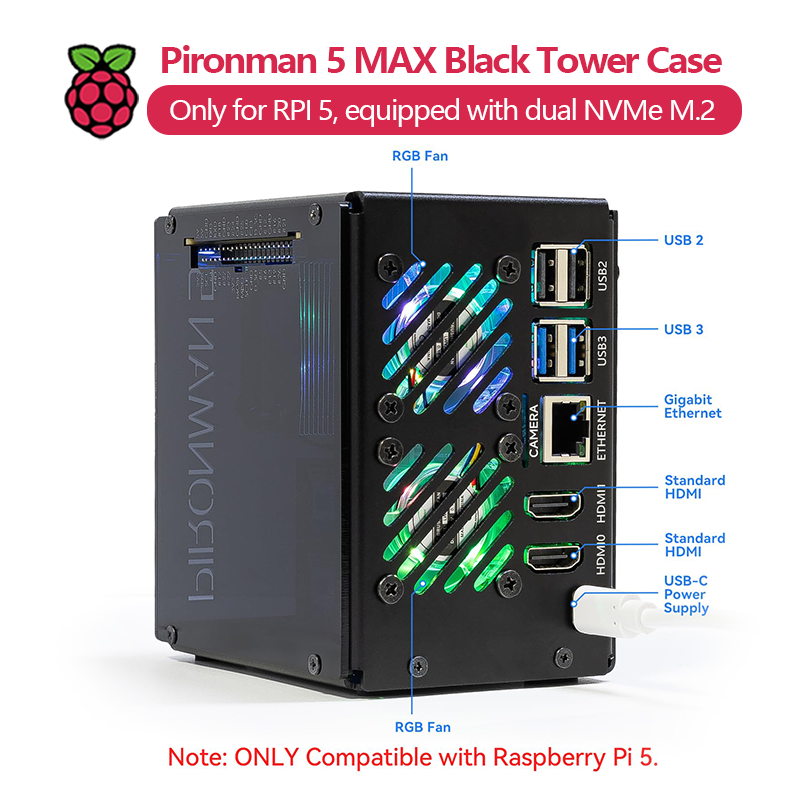 Pironman 5 MAX, czarna obudowa – Argon One V3 M.2 Nvme Case recenzja i cena